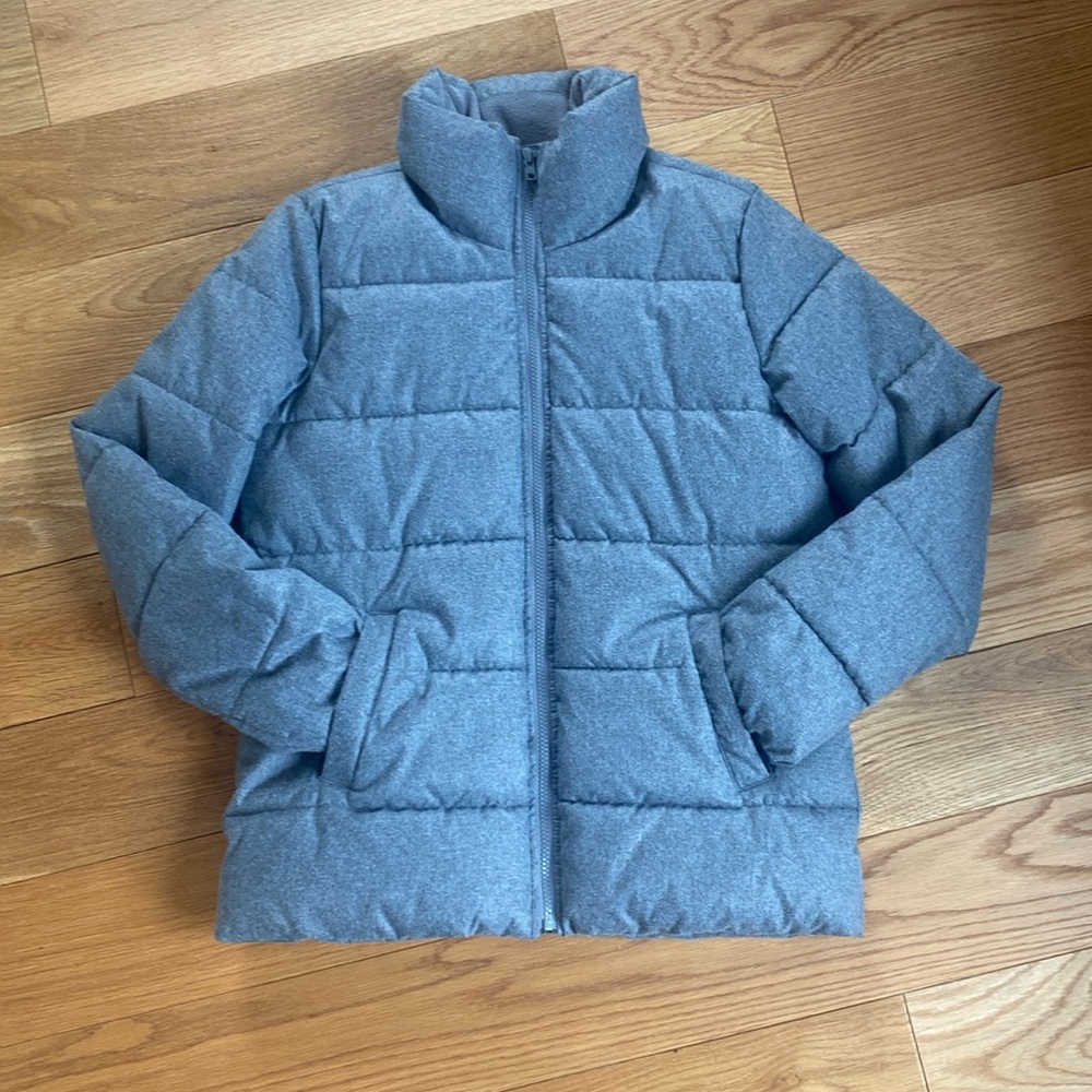 Gray felted puffer coat